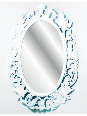 Antik 103 cm Oymalı Desenli Işlemeli Rustik Beyaz Çerçeveli Askılı Boy Banyo Lavabo Antre Duv