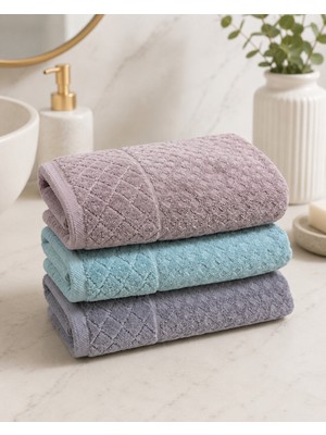 Gonca Kristal Desenli Renkli Havlu 50X90 cm 3'lü Set %100 Pamuk