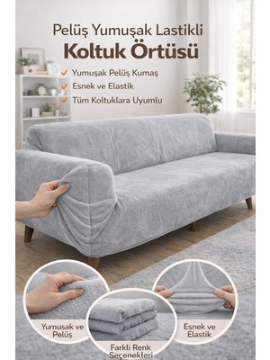 Yumuşacık Welsoft Lastikli 3 Kişilik Koltuk Örtüsü Kaymaz Esnek ve Yıkanabilir Koltuk Kılıf