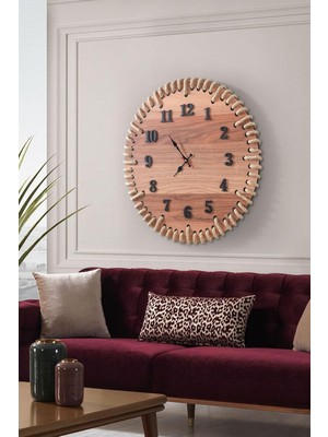 Ahşap Dekoratif Büyük Duvar Saati (60 * 60 Cm)