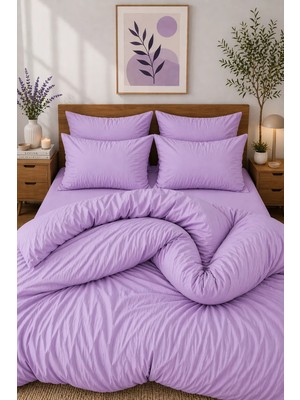 More Home  Çift Kişilik Yorgan Kılıfı + Yastık Kılıfı (Çarşafsız) Lila