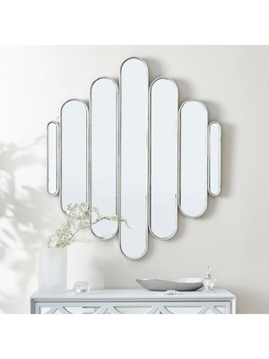 73X80 Konsol Aynası/lüks Ayna/dekor Aynası/salon Aynası/çerçeveli Duvar Aynası Gümüş 80 x