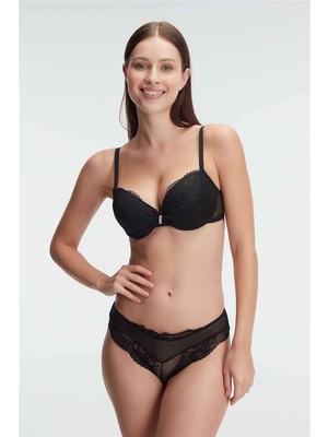Findit Balenli Destekli Dolgulu Taşlı Dantelli Sütyen ve Slip Takım