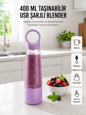 İlk El Grup Kompakt Tasarımlı USB Şarjlı Smoothie Blender