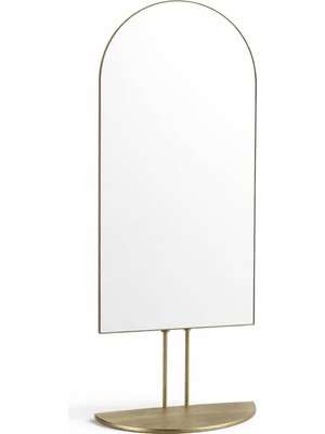 Warm Design Antik Altın Metal Çerçeveli Raflı Duvar Aynası Antik Altın