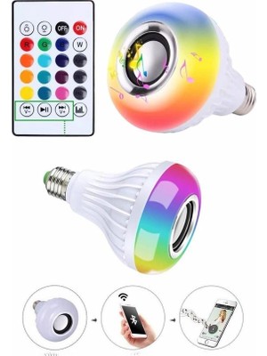 Techora Sale Kumandalı Rgb LED Işık Bluetooth Hoparlör Ses Lambası Renkli Ampul