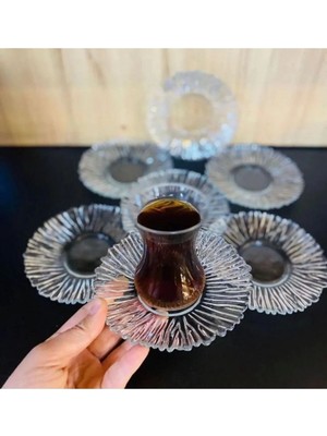 Empressco 6 Lı Çay Tabağı Özel Tasarım Cam Bardak Altlığı