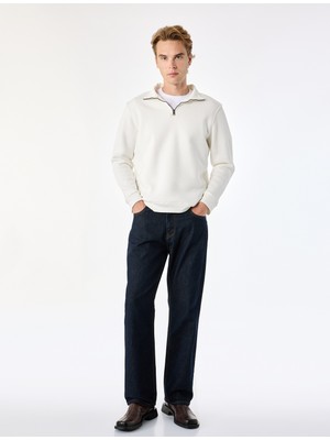 Koton Şardonlu Regular Fit Uzun Kollu Fermuarlı Yaka Sweatshirt