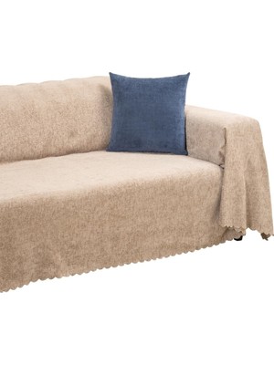 Premium Koltuk Örtüsü 175X350 Xlarge Gramajlı Jakarlı Şönil Bej| Kanepe Örtüsü | Kaymaz