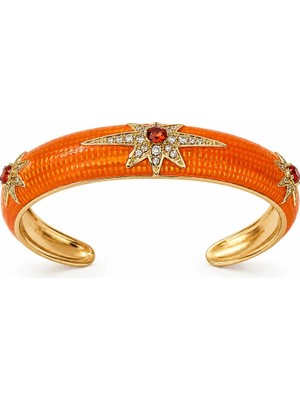 Poseidons Jewellery Turuncu Gold Yıldız Taş Detaylı Ayarlanabilir Şık Kelepçe Bileklik ✨