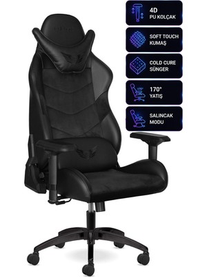 Samurai Ss Premium 4d Kolçaklı Oyuncu Koltuğu Nefes Alabilir Kumaş Gaming Koltuk (Baby Face, Siy
