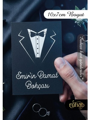 Ruhab Kişiye Özel Damat Gelin Bohça Kartı / Gelin Bohçası / Hediye Kartı / Isimlik / Düğün Nişan Söz