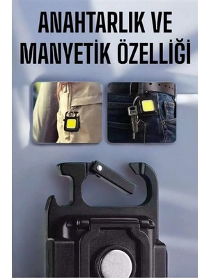 Hace Bazaar Anahtarlık Çok Amaçlı Mıknatıslı Taşınabilir Işık LED Şarjlı