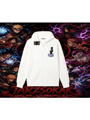 Tarzsokak Hinata Hyuga Naruto Anime Karakteri Oversize Unisex Hırka & Çeket Fermuarlı Sweatshirt Beyaz