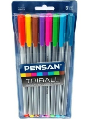 Triball Tükenmez Kalem Seti, 8'li Paket, Çok Renkli, 1.0mm