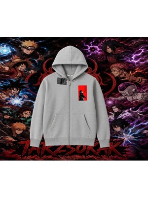 Tarzsokak Itachi Uchiha Naruto Anime Karakteri Oversize Unisex Hırka & Çeket Fermuarlı Sweatshirt Beyaz