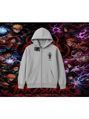 Tarzsokak Kakashi Hatake Naruto Anime Karakteri Oversize Unisex Hırka & Çeket Fermuarlı Sweatshirt Beyaz