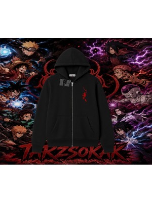 Tarzsokak Itachi Uchiha Naruto Anime Karakteri Oversize Unisex Hırka & Çeket Fermuarlı Sweatshirt Beyaz