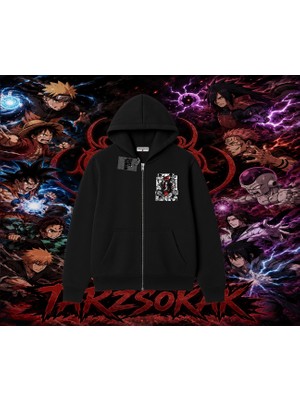 Tarzsokak Itachi Uchiha Naruto Anime Karakteri Oversize Unisex Hırka & Çeket Fermuarlı Sweatshirt Beyaz