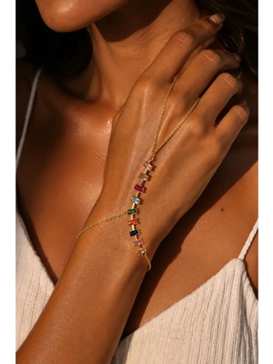 Hector&Co. Jewellery Renkli Taş Detaylı Zarif Şahmeran Bileklik – Gold ✨