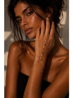 Hector&Co. Jewellery Çok Renkli Doğal Taşlı Ayarlanabilir Şahmeran – Zarif El ve Bilek Zinciri ✨