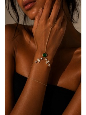 Hector&Co. Jewellery Yeşil Taşlı Gold Şahmeran Bileklik – Zirkon Taş Detaylı Şık El ve Bilek Aksesuarı ✨
