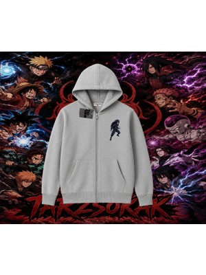 Tarzsokak Madara Uchiha Naruto Anime Karakteri Oversize Unisex Hırka & Çeket Fermuarlı Sweatshirt Beyaz
