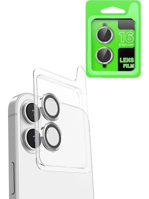 Beta Moda Hub Newface Apple iPhone 16 Plus Raze Metal Kamera Lens - Beyaz