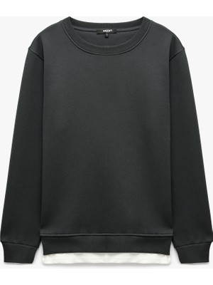 Koton Şardonlu Regular Fit Bisiklet Yaka Uzun Kollu Sweatshirt