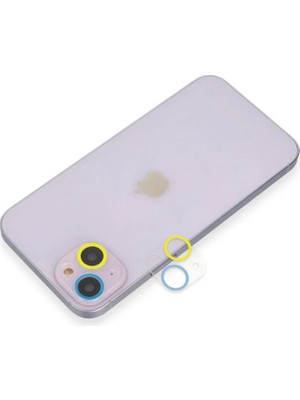 Beta Moda Hub Newface Apple iPhone 13 Renkli Kamera Lens Koruma Cam - Sarı-Mavi