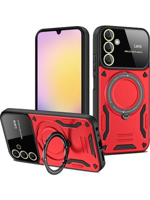 Magicool Samsung Galaxy A05S Kılıf Joy Lens Standlı Kapak - Kırmızı