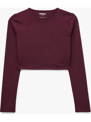 Koton Slim Fit Uzun Kollu Bisiklet Yaka Spor Crop Tişört