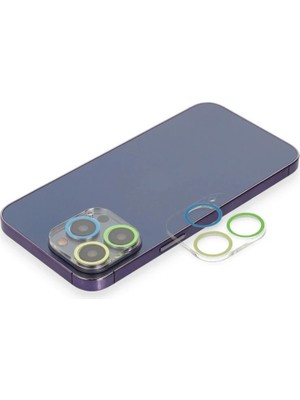 Beta Moda Hub Newface Apple iPhone 13 Pro Renkli Kamera Lens Koruma Cam - Yeşil-Sarı