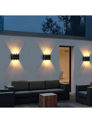 Eser Ticarett 4 Adet Solar Duvar Aplik Bahce Balkon Dis Mekan 10 LED Aydinlatma Seti