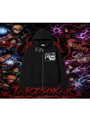 Tarzsokak Sasuke Uchiha Naruto Anime Karakter Oversize Unisex Hırka & Çeket Fermuarlı Sweatshirt Beyaz