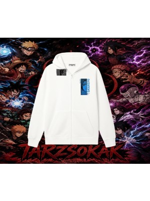 Tarzsokak Sasuke Uchiha Naruto Anime Karakter Oversize Unisex Hırka & Çeket Fermuarlı Sweatshirt Beyaz