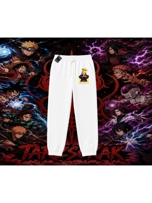 Tarzsokak Deidara Naruto Anime Karakteri Unisex Jogger Eşofman Altı Beyaz