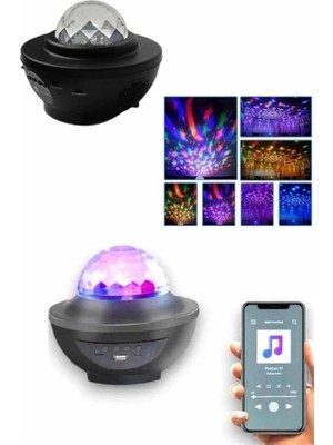Sepetopia Masa ve Gece Lambası Renkli Projektör Işıklı Disko Topu Bluetooth Hoparlör