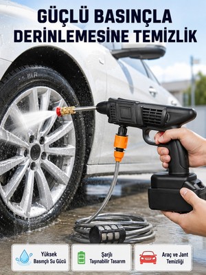 Sepetopia Taşınabilir Akülü Araba Yıkama Makinesi 1.7 Mpa Basınçlı ve Ergonomik Tasarımlı
