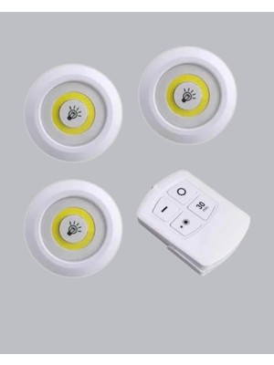 Sepetopia Kablosuz 3 Lü Spot LED Lamba Seti Uzaktan Kumandalı Enerji Tasarruflu Aydınlatma