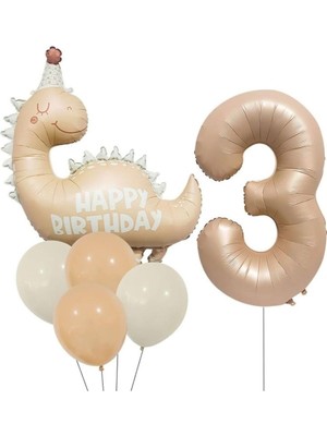 Hero Retro Şapkali Dinazor Folyo Balonlu Yaş Balon Set, 3