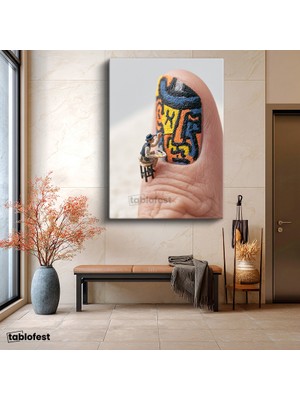 Tablofest Dikey Kanvas Tablo Minyatür Ressam Sanat Tablosu Ev Ofis Duvar Dekoru