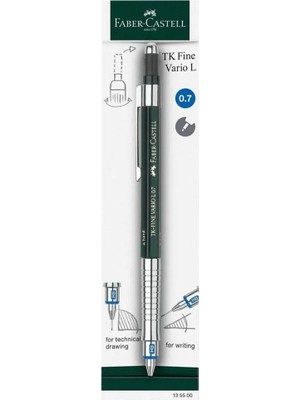 Faber-Castell Vario Lüx Versatil Kalem, 0.7 mm Uç, Sertlik Ayarlı Metal Uç, Silgili, Ergonomik Tutuş