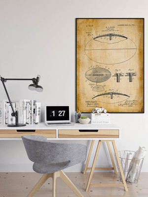 Hero Dekoratif Sanatsal Amerikan Futbol Topu Patent Posteri 60X90CM.