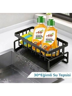 Statika Home Mutfak Düzenleyici Sıvı Sabunluk Standı Siyah , Bulaşık Deterjanlık Organizer, Tezgah Üstü