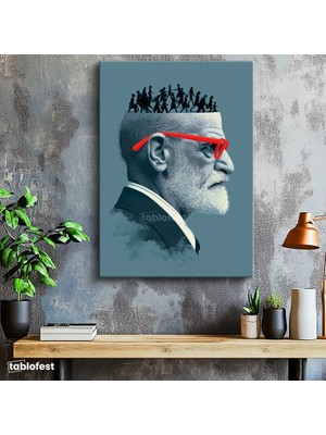 Tablofest Dikey Kanvas Tablo Sigmund Freud Zihin Psikoloji Tablosu Ev Ofis Duvar Dekoru