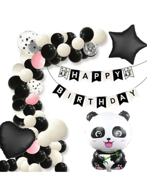 Hero Lüks Panda Doğum Günü Süsü Doğum Günü Konsepti Balon Set