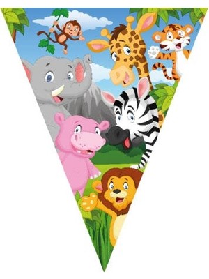 Hero Benim - Sevimli Hayvanlar Safari Bayrak Flama Seti 11 Adet 320 cm