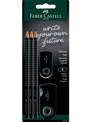 Faber-Castell Kol Seti Siyah - 3 x Grip 2001 B Kalem, 1 x Kol Mini Silgi, 1 x Kol Ikili Bileme Kutus