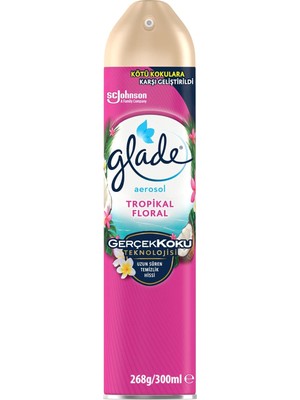 Glade Hava Tazeleyici Aerosol, Oda Kokusu, Tropikal Floral, 300ML
